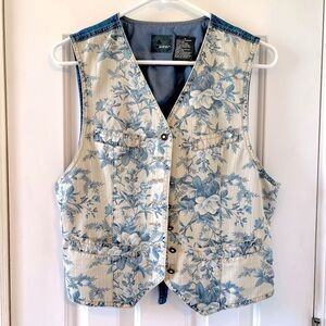 Vintage Lizwear Liz Claiborne Floral Denim Vest